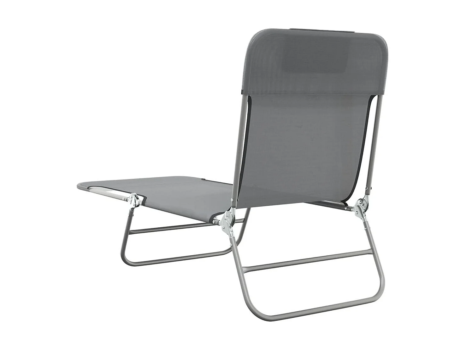 Chaises longues pliables 2 pcs gris textilène et acier