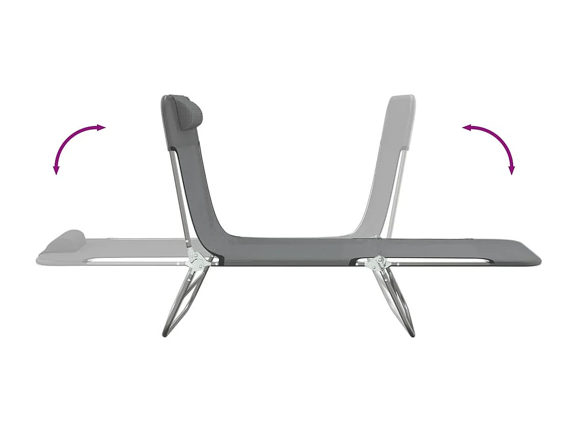Chaises longues pliables 2 pcs gris textilène et acier