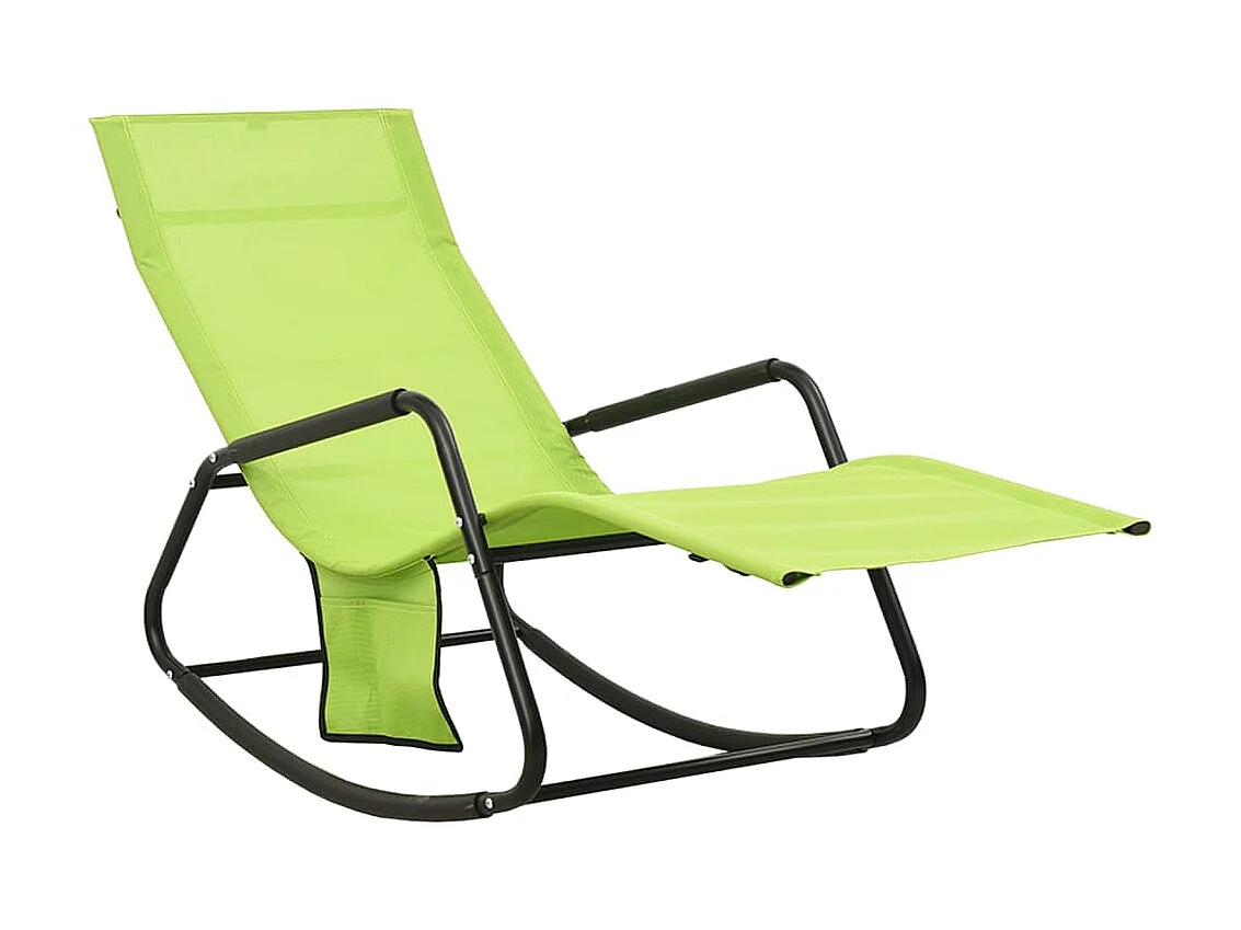 Chaise longue Acier et textilène Vert