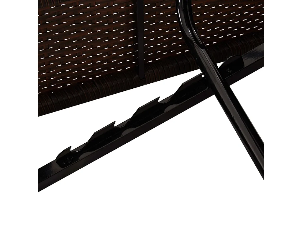 Chaise longue avec coussin et table à thé Résine tressée Marron