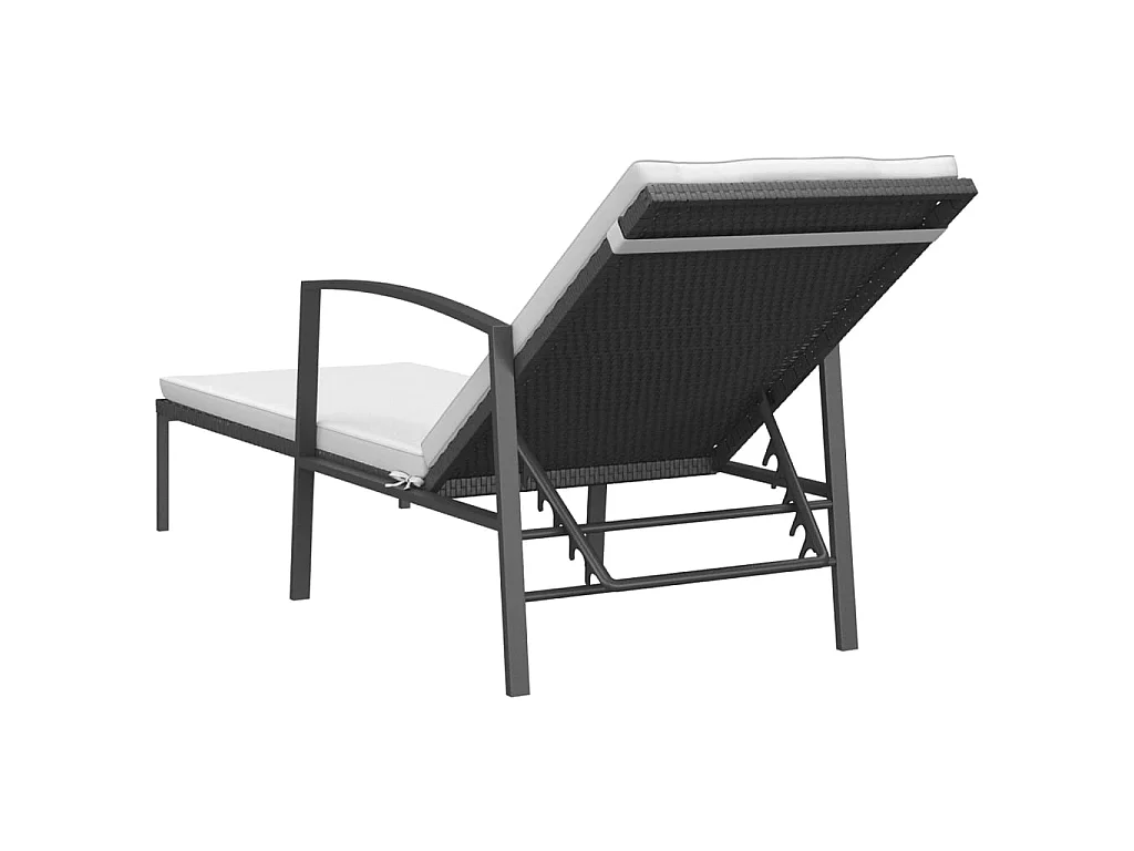 Chaises longues 2 pcs avec table Résine tressée Noir