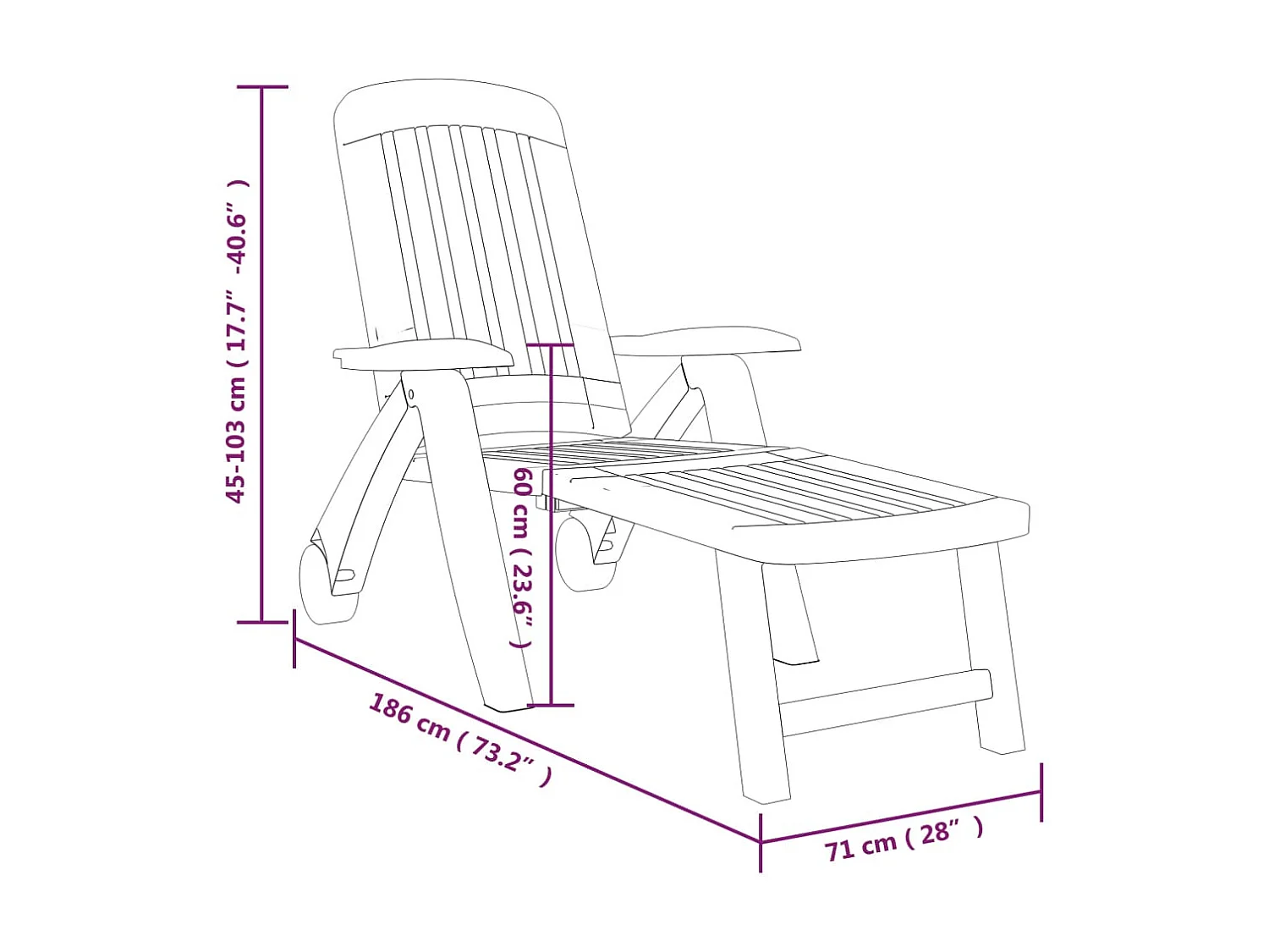 Chaise longue pliable Polypropylène Vert