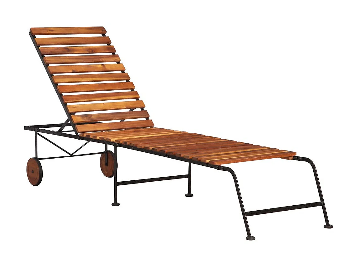 Sillón con patas de acero Madera maciza de acacia