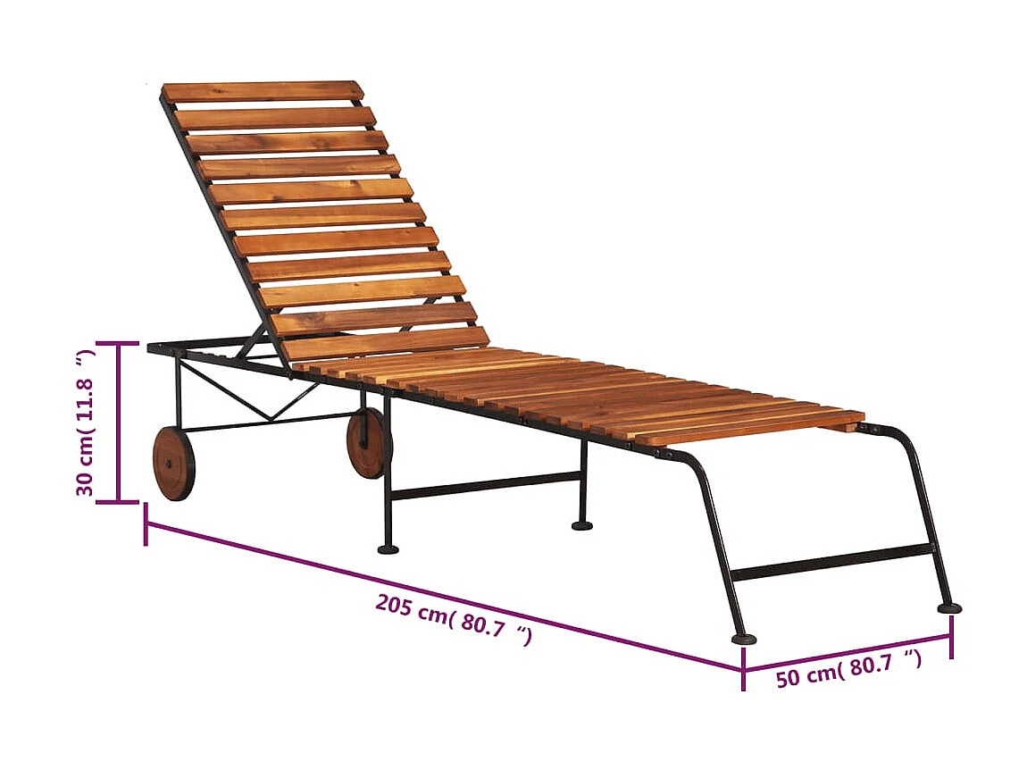 Sillón con patas de acero Madera maciza de acacia