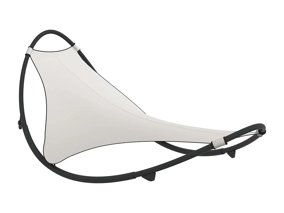 Chaise longue à bascule avec roues Acier et textilène Crème