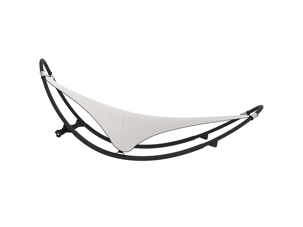 Chaise longue à bascule avec roues Acier et textilène Crème