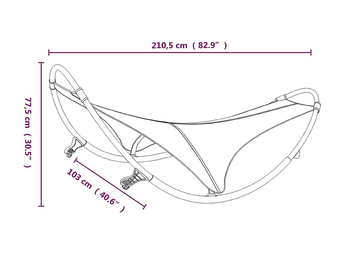 Chaise longue à bascule avec roues Acier et textilène Crème