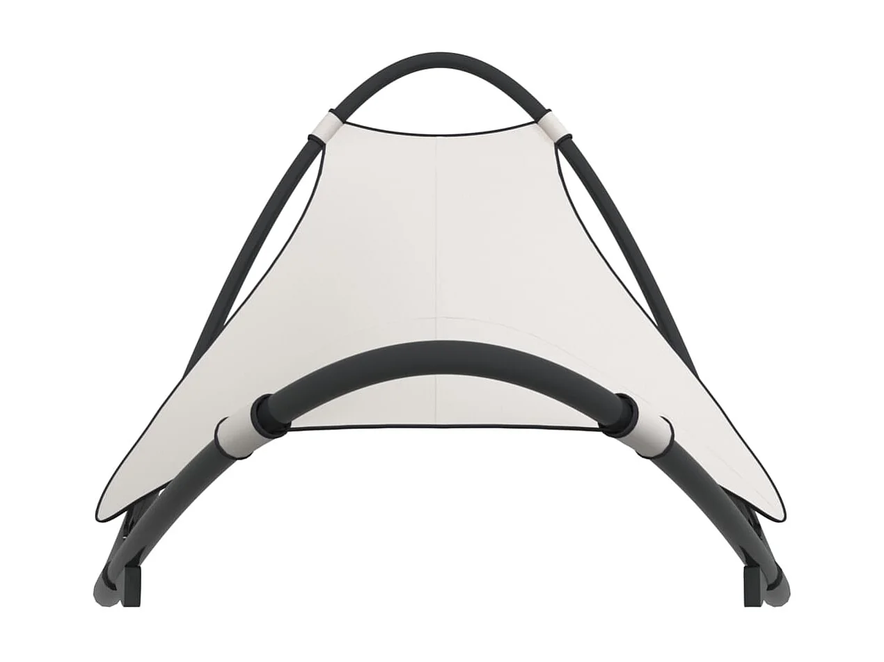 Schommelfauteuil met wielen Staal en Textilene Crème