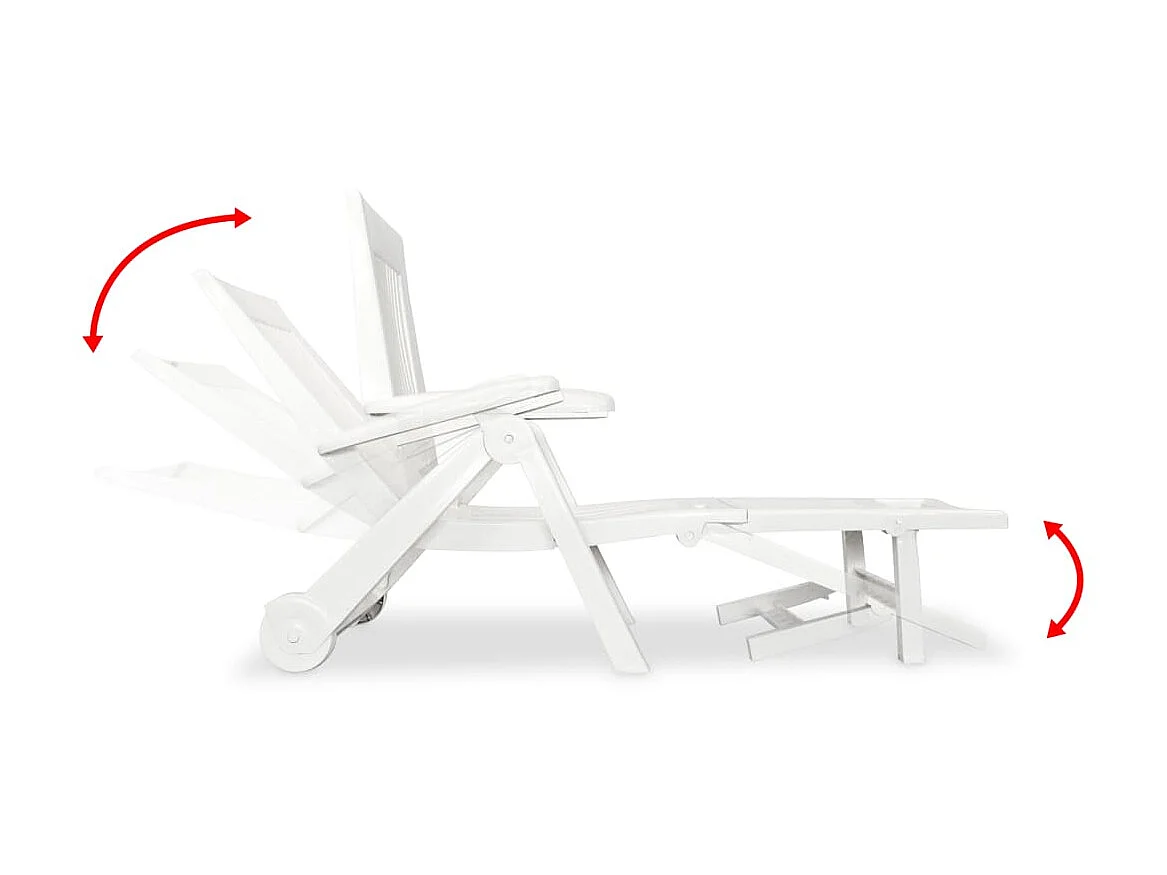 Chaise longue avec repose-pied Plastique Blanc