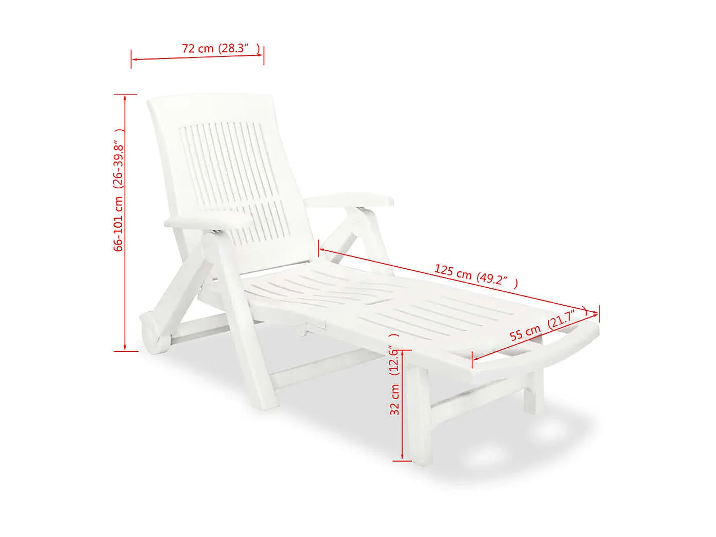 Chaise longue avec repose-pied Plastique Blanc
