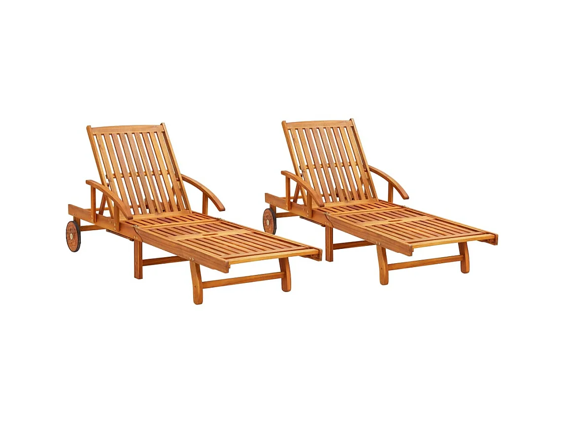 Chaises longues 2 pcs Bois d'acacia solide