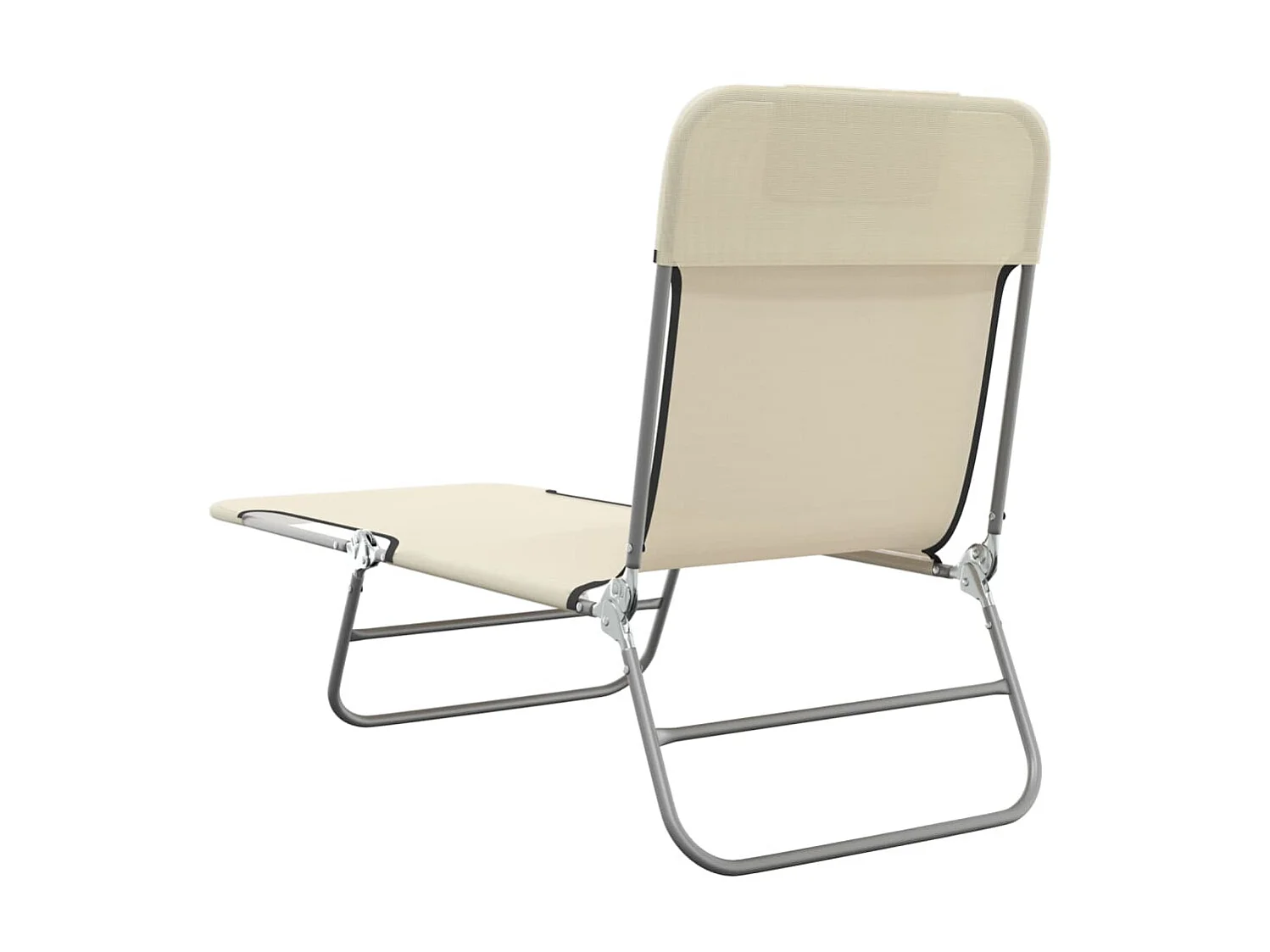 Espreguiçadeiras dobráveis 2 peças em têxtil creme e aço