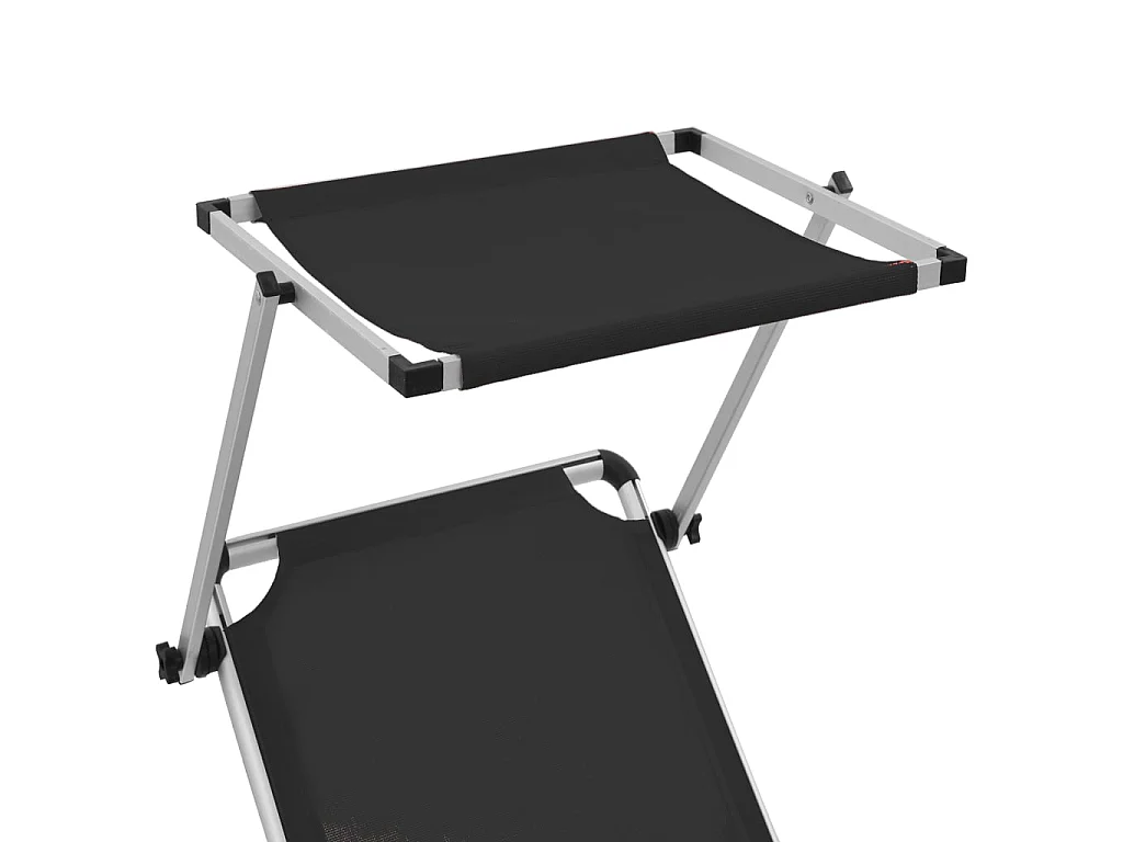 Sedie a sdraio pieghevoli e tetto 2 pz. Textilene in alluminio Nero