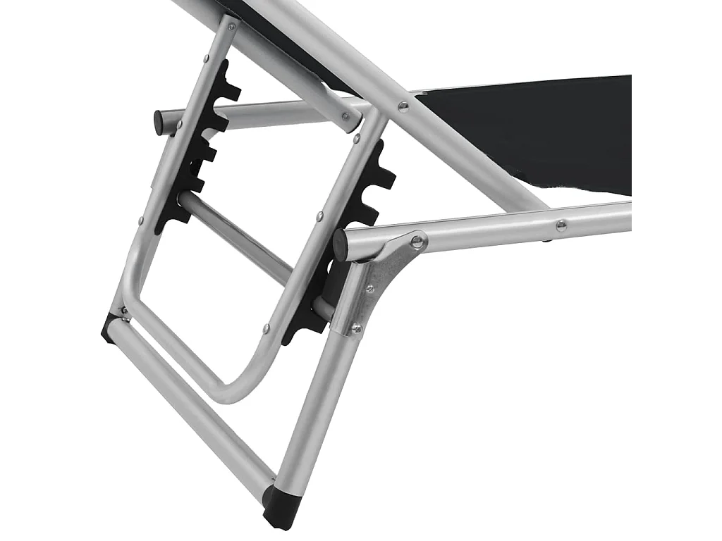 Sedie a sdraio pieghevoli e tetto 2 pz. Textilene in alluminio Nero