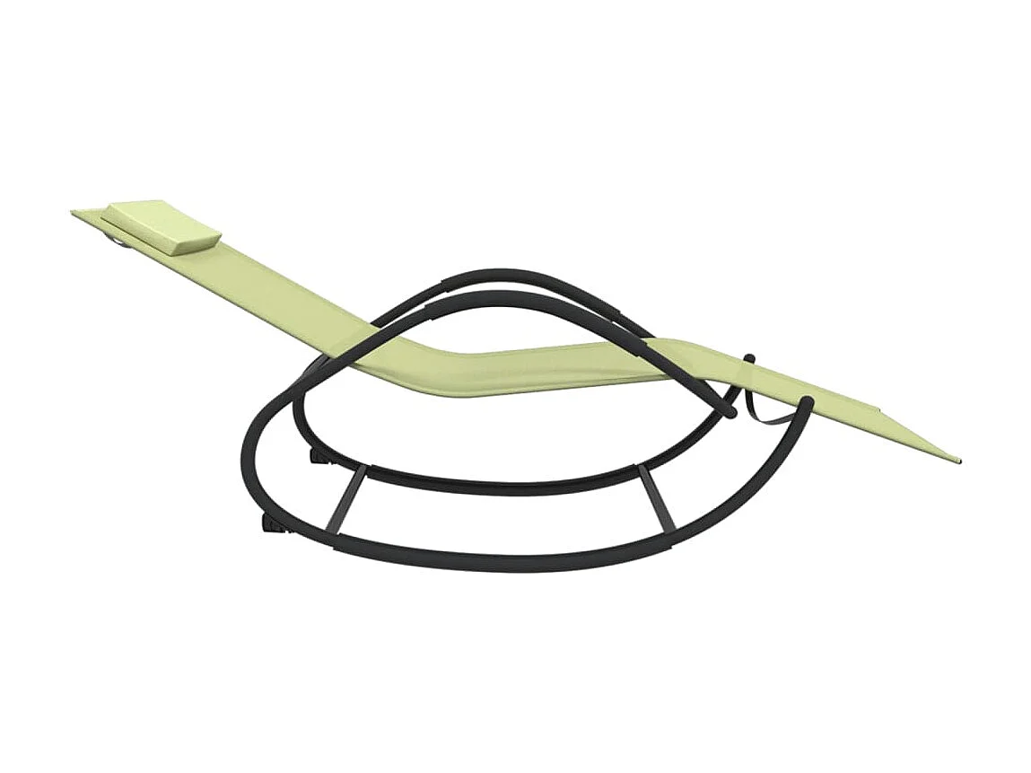 Chaises longues à bascule 2 pcs Crème Acier et textilène