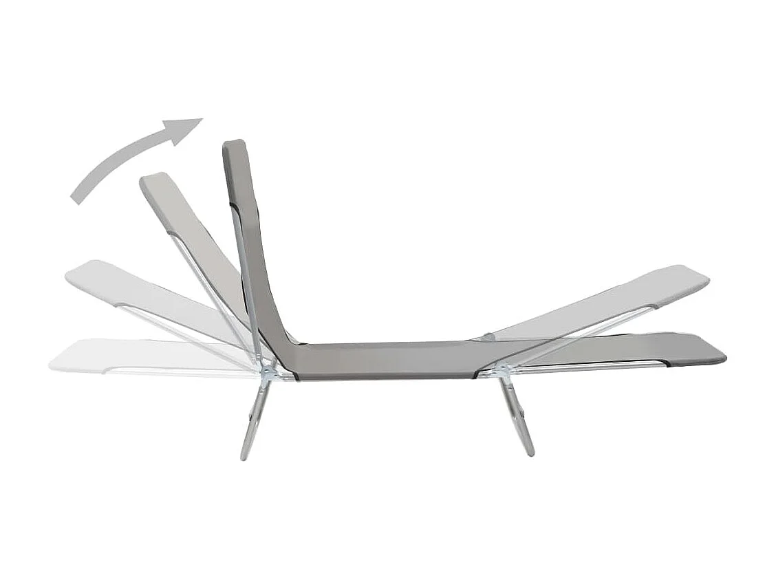 Chaises longues pliables 2 pcs Acier et tissu Gris