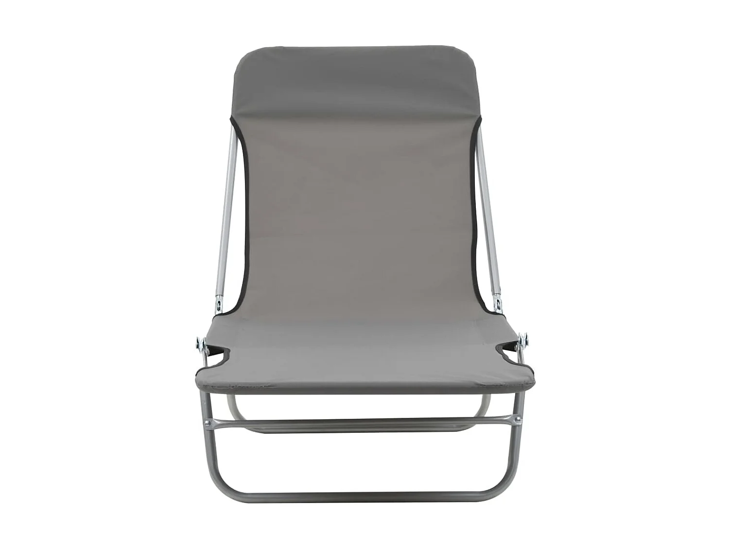 Chaises longues pliables 2 pcs Acier et tissu Gris