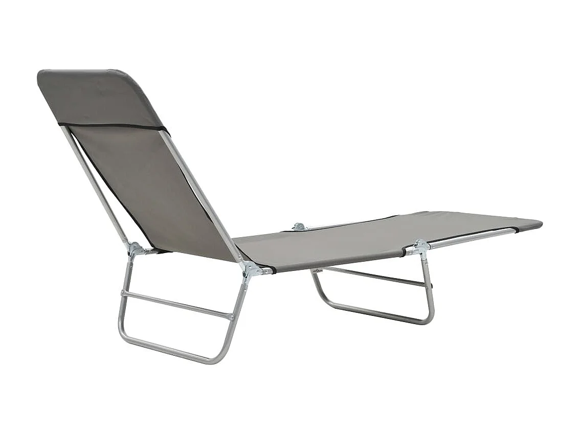 Chaises longues pliables 2 pcs Acier et tissu Gris