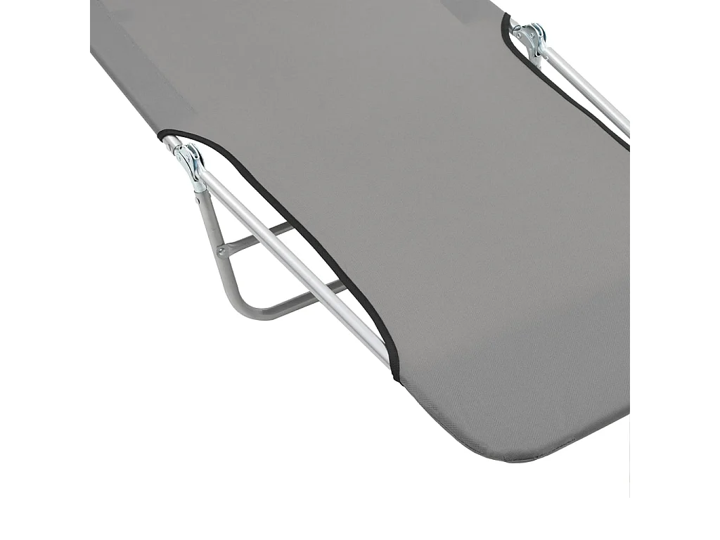 Chaises longues pliables 2 pcs Acier et tissu Gris