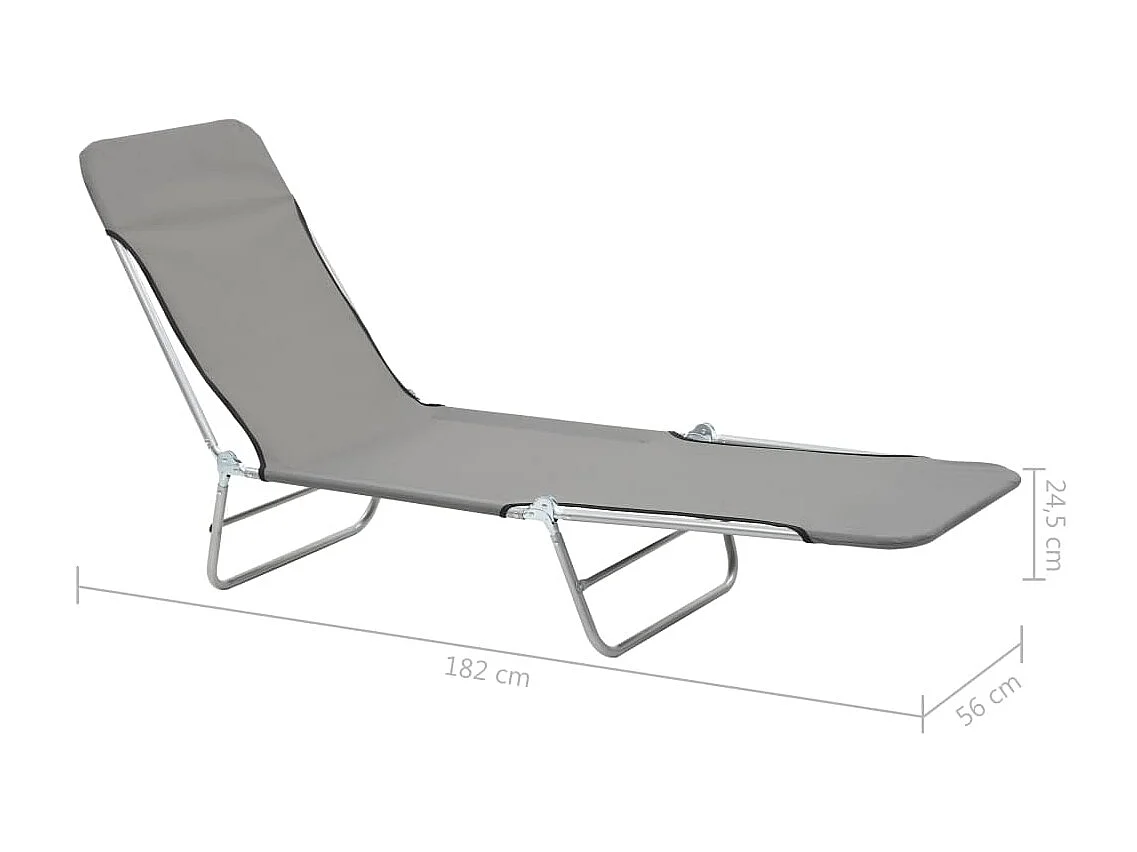 Chaises longues pliables 2 pcs Acier et tissu Gris