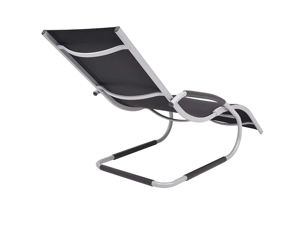 Chaise longue avec oreiller Aluminium et textilène Noir