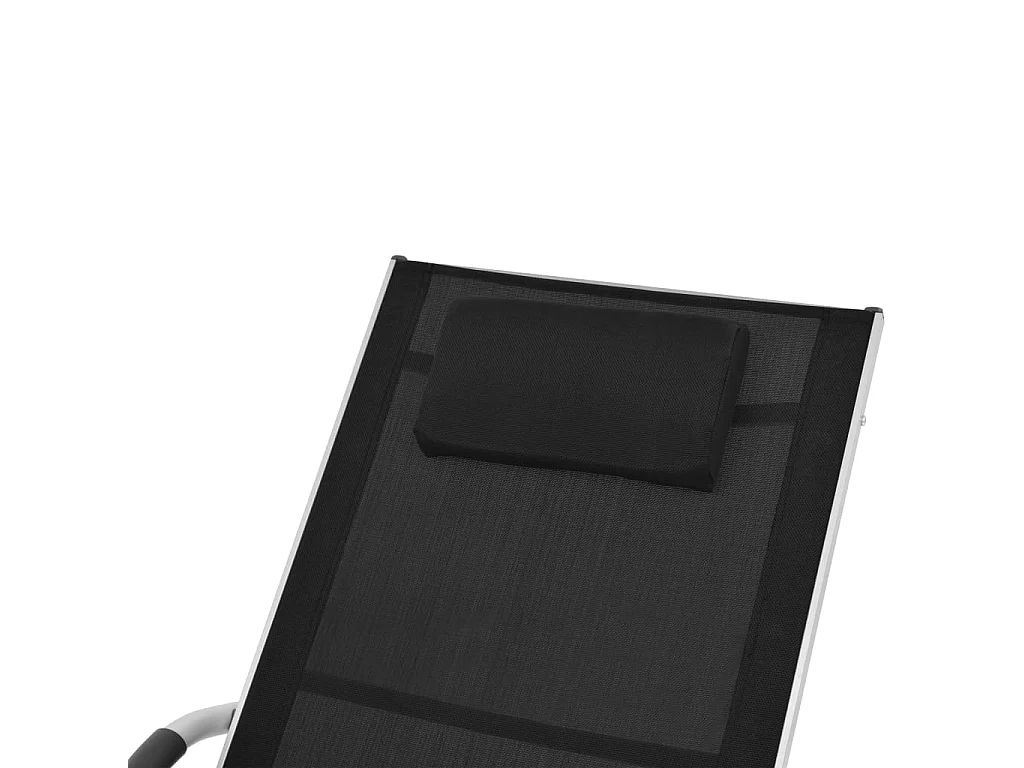 Chaise longue avec oreiller Aluminium et textilène Noir