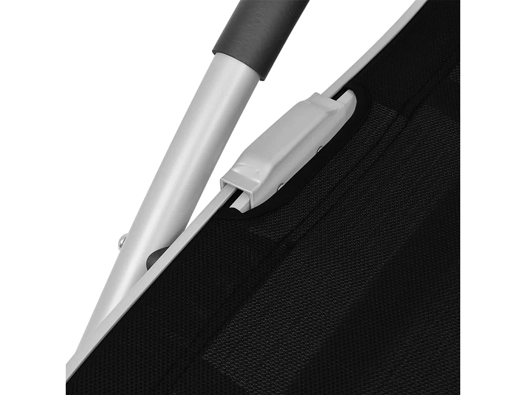 Chaise longue avec oreiller Aluminium et textilène Noir