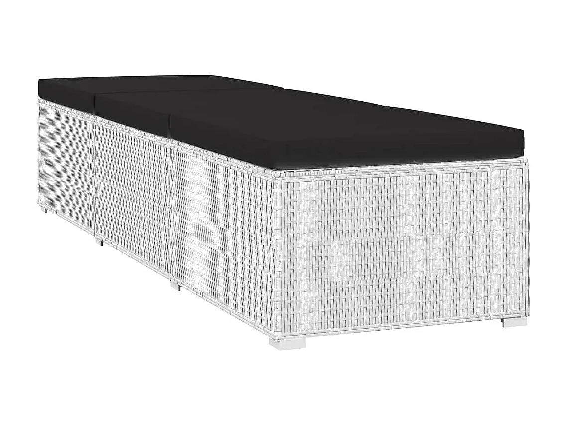 Chaise longue y mesa de té Resina mimbre Blanco