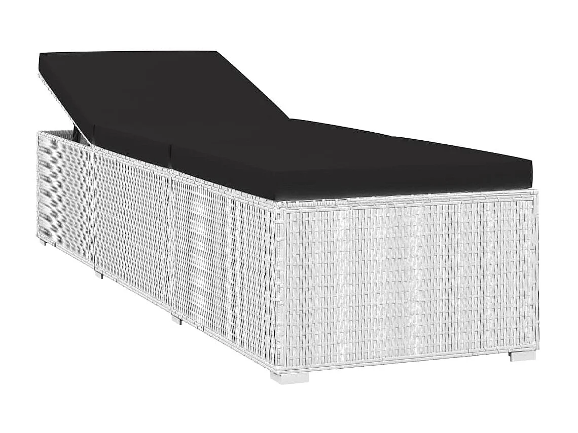 Chaise longue y mesa de té Resina mimbre Blanco