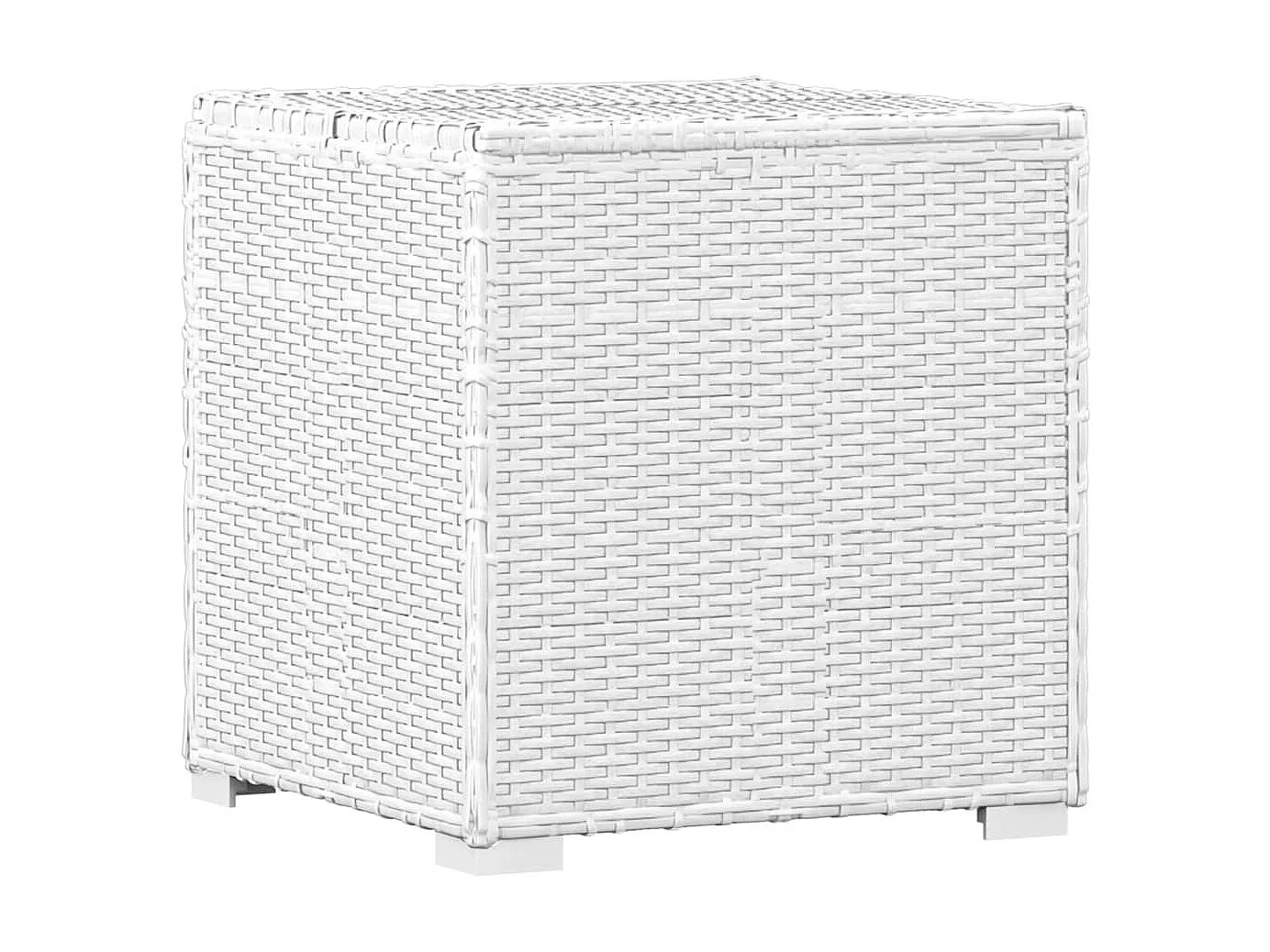 Chaise longue y mesa de té Resina mimbre Blanco