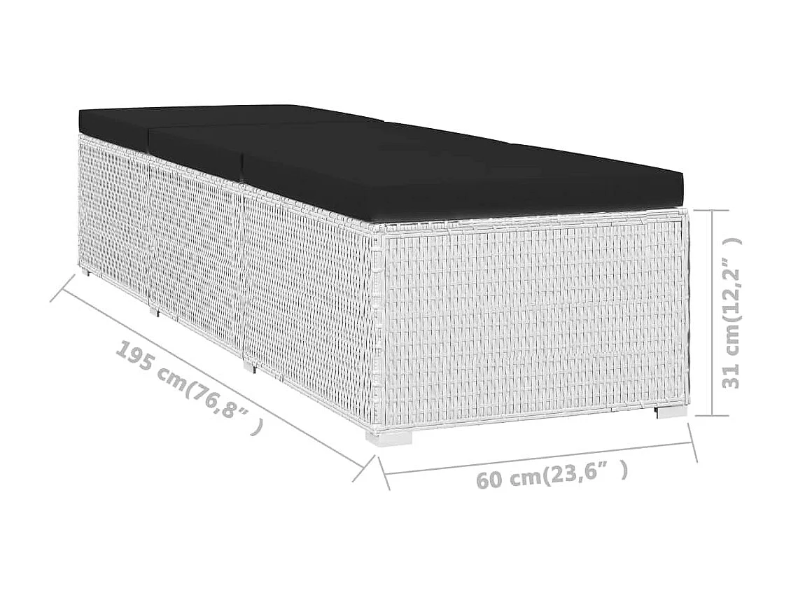 Chaiselongue und Teetisch, Kunstharzgeflecht, Weiß