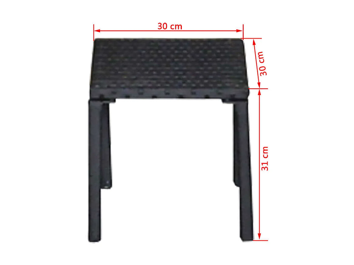 Chaises longues avec table Résine tressée Noir