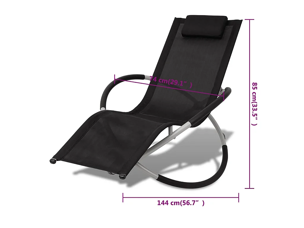 Chaise longue géométrique d'extérieur Acier Noir et gris