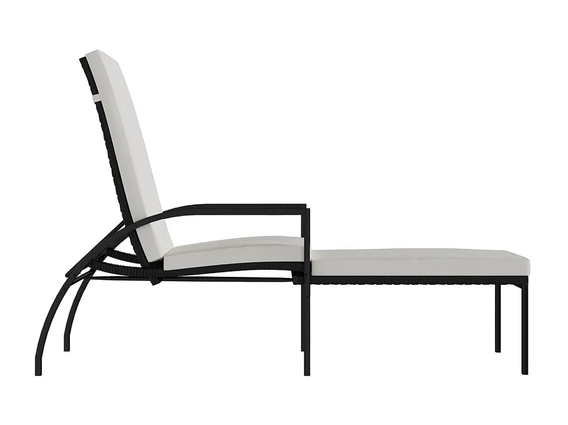 Chaise longue avec repose-pied Résine tressée Noir