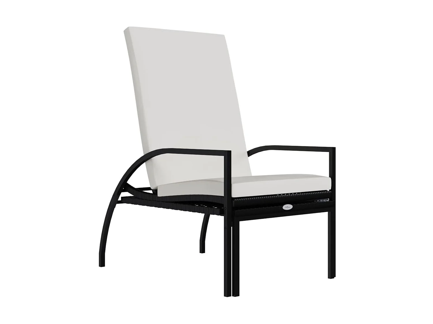 Chaise longue avec repose-pied Résine tressée Noir