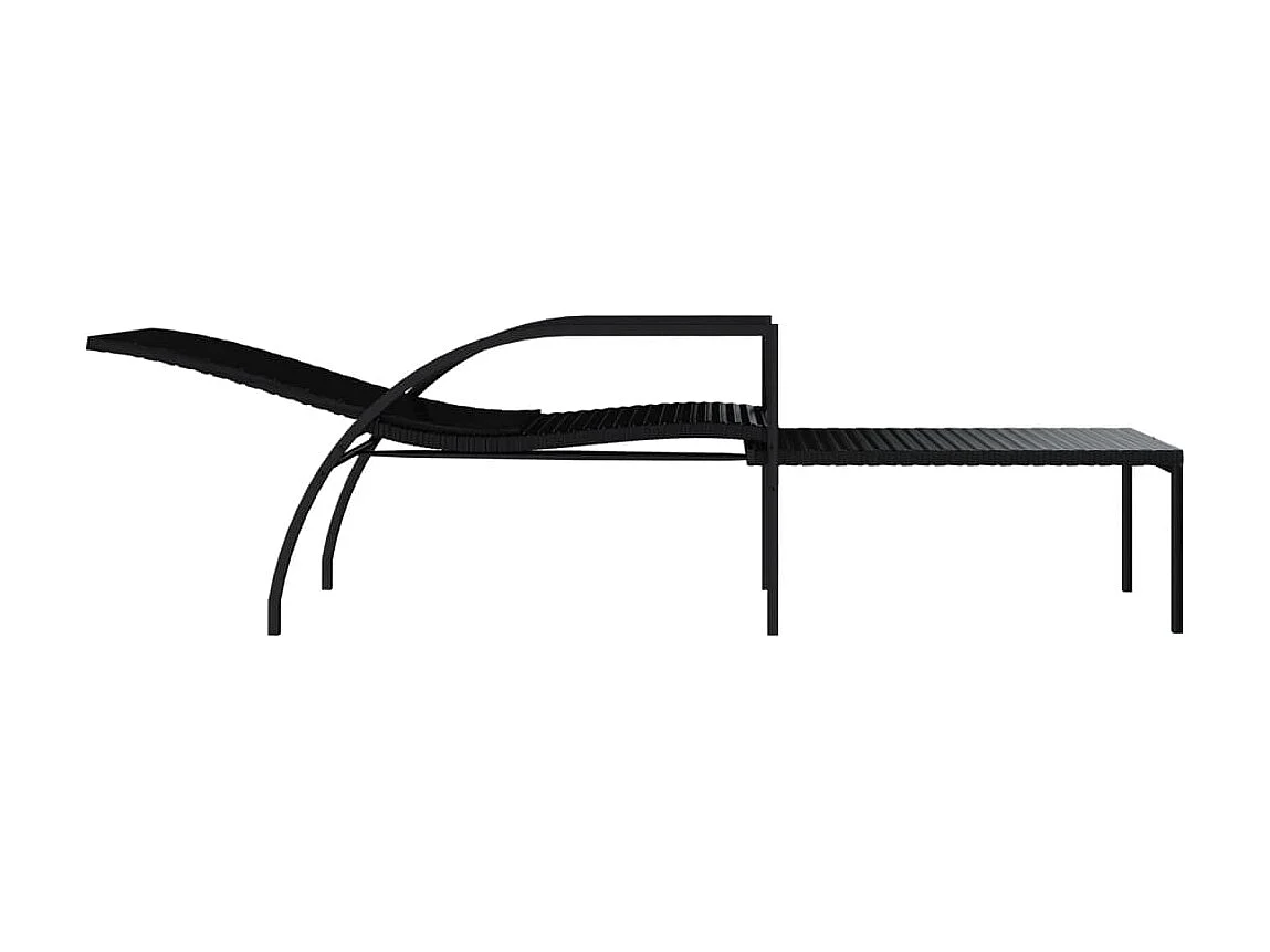 Chaises longues avec repose-pied 2 pcs Résine tressée Noir