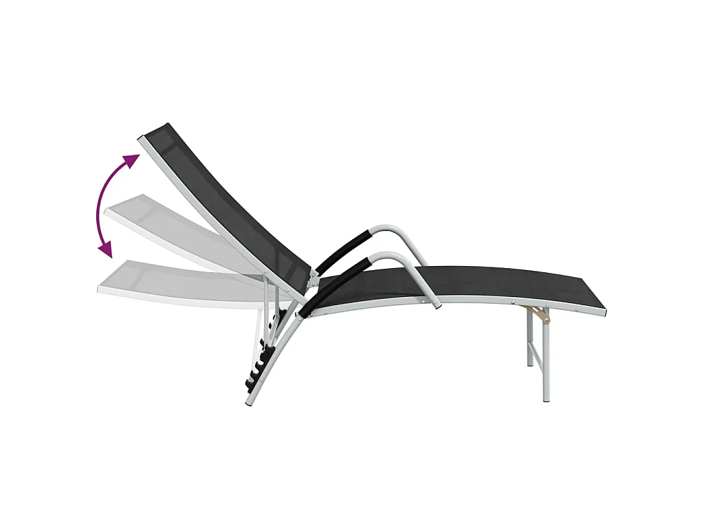 Chaise longue Textilène et aluminium Noir