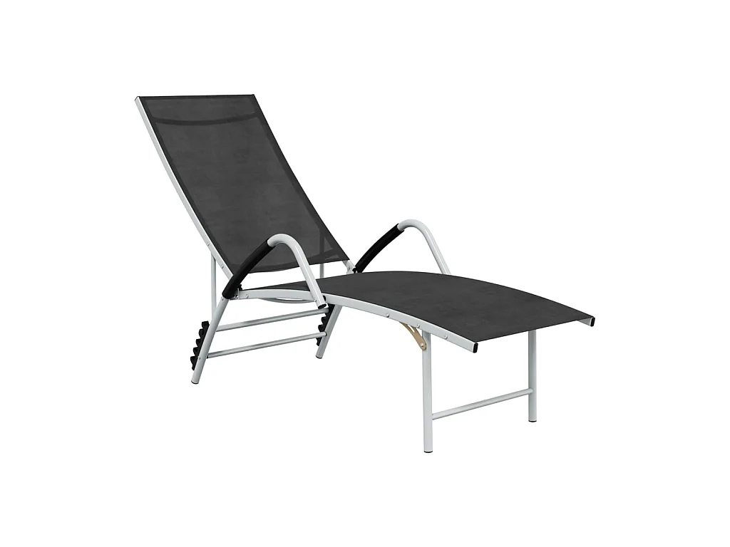 Chaise longue Textilène et aluminium Noir