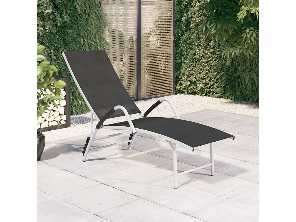 Loungesessel aus Textilene und Aluminium Schwarz