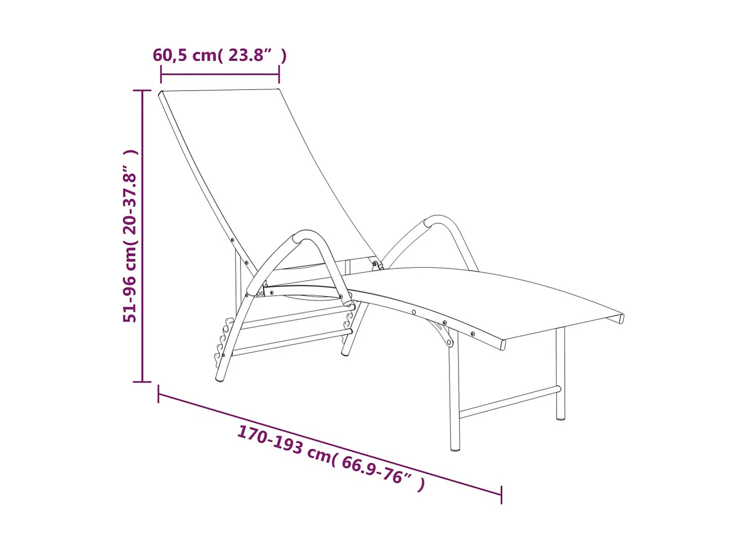 Loungesessel aus Textilene und Aluminium Schwarz