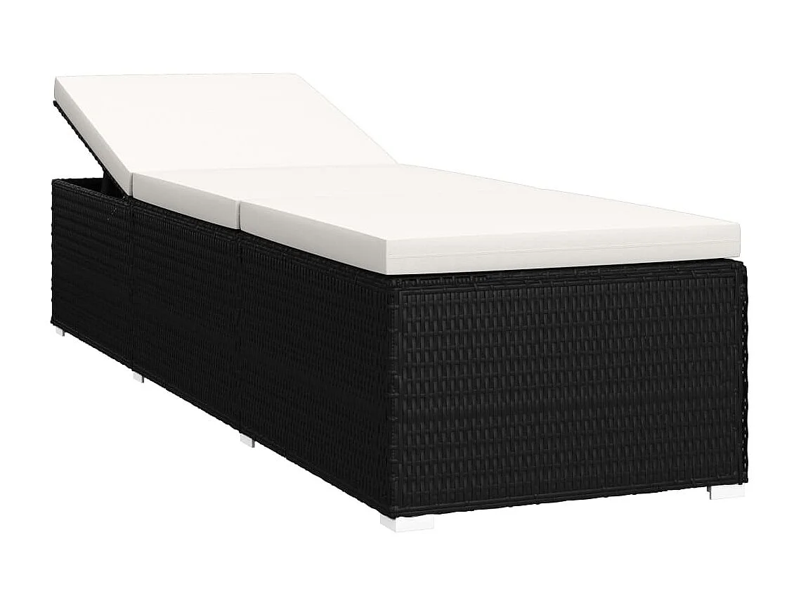 Chaise longue et table à thé Résine tressée Blanc crème