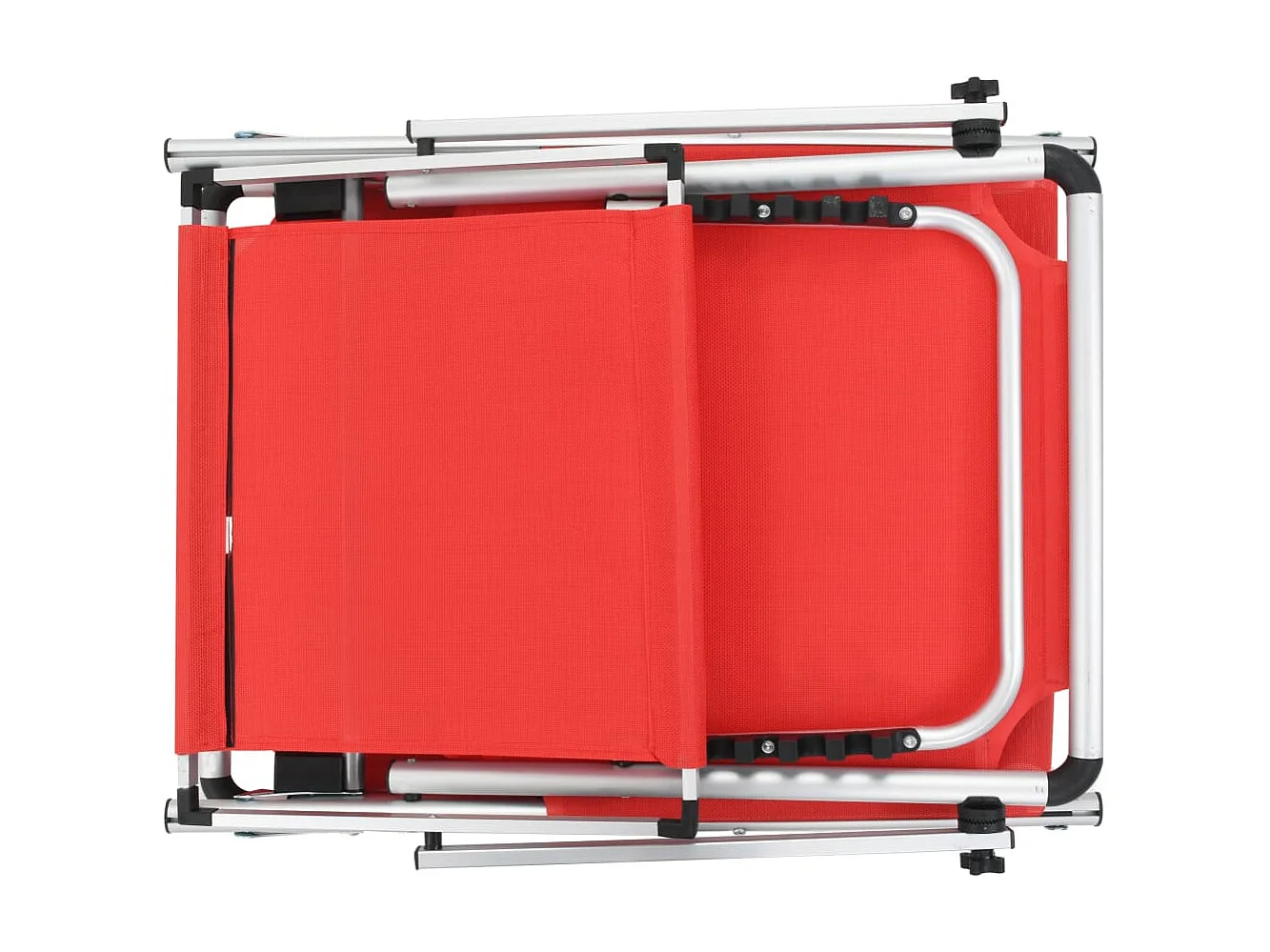 Poltrona lounge pieghevole con tendalino in Alluminio e Textilene Rosso