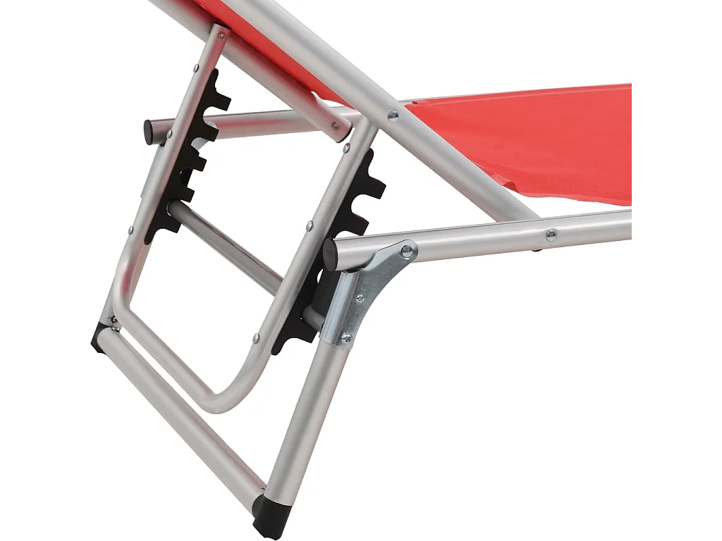 Poltrona lounge pieghevole con tendalino in Alluminio e Textilene Rosso