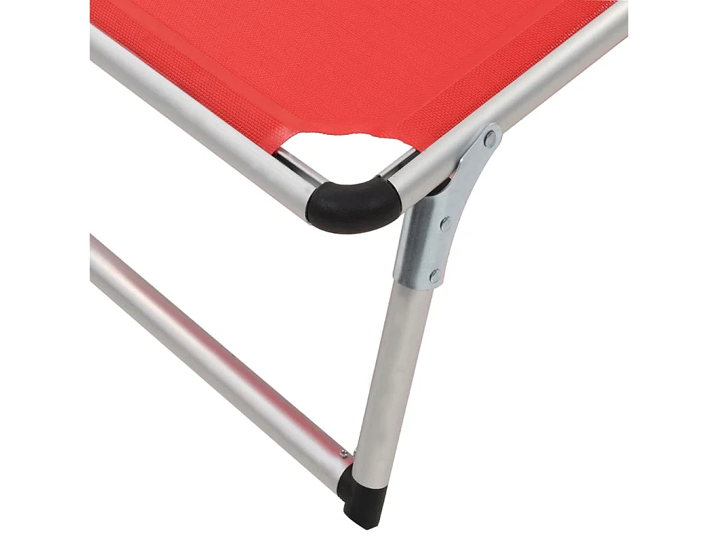 Poltrona lounge pieghevole con tendalino in Alluminio e Textilene Rosso