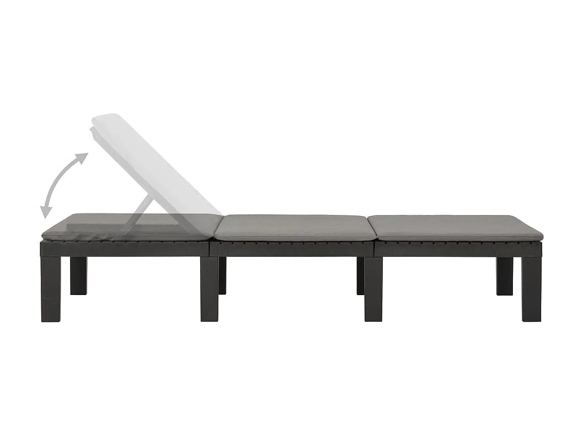 Chaise longue avec coussin Plastique Anthracite