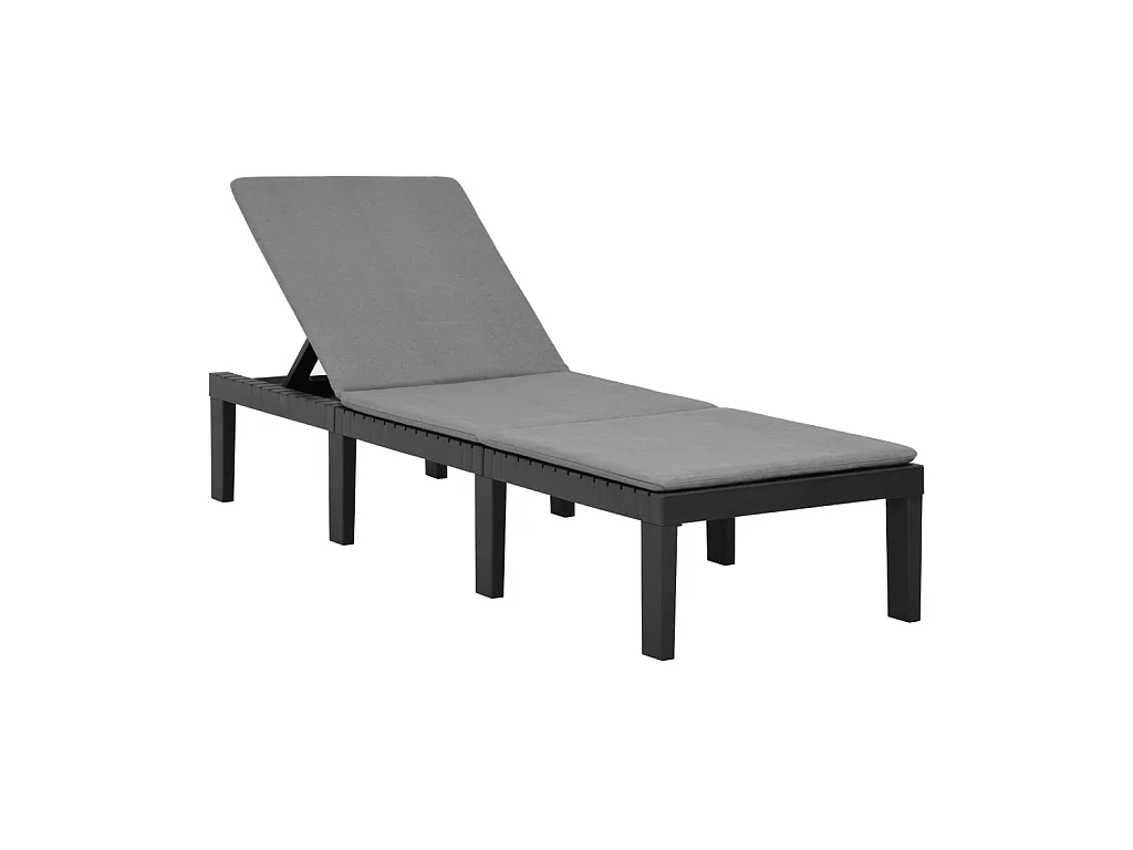 Chaise longue avec coussin Plastique Anthracite