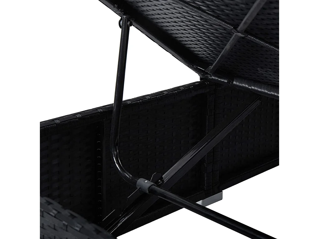 Espreguiçadeira com dossel e almofada Resina vime Preto