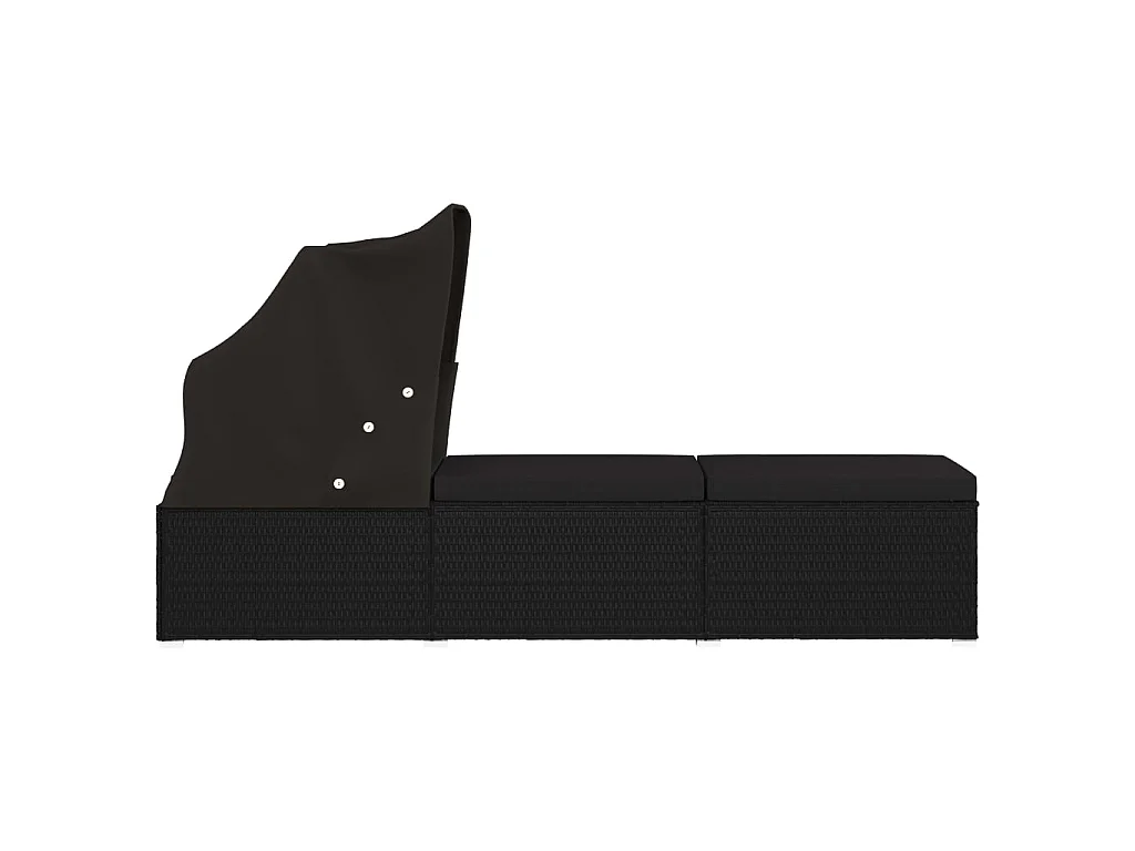 Poltrona lounge con baldacchino e cuscino In resina intrecciata Nera