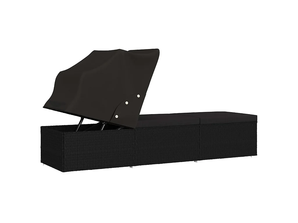 Poltrona lounge con baldacchino e cuscino In resina intrecciata Nera