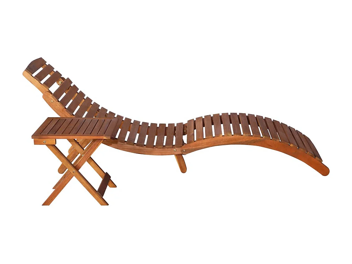 Poltrona lounge con tavolo Legno massello di acacia Marrone